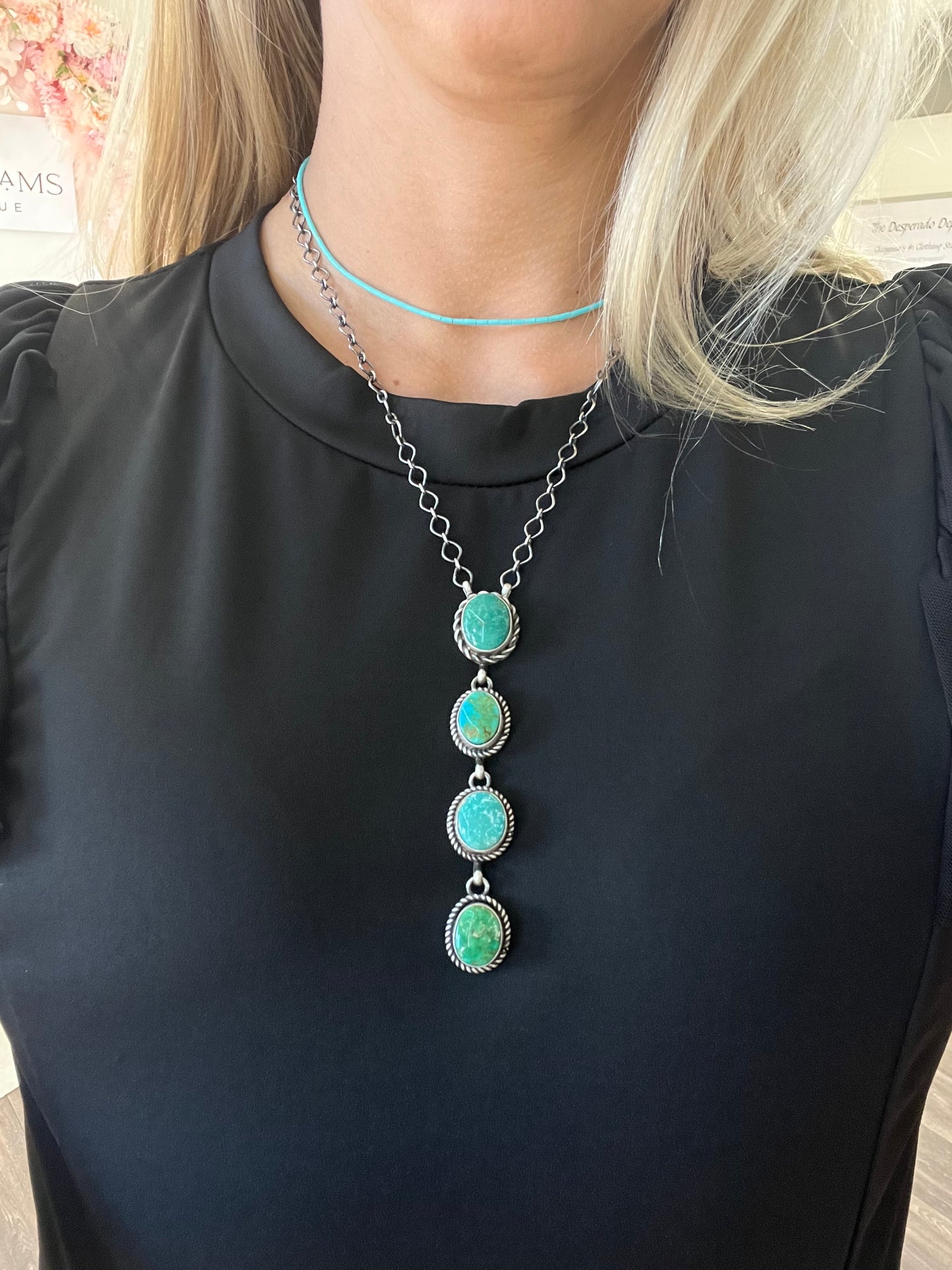 Kingman Turquoise Drop Necklace