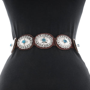 Navajo Turquoise & German Silver Concho Belt