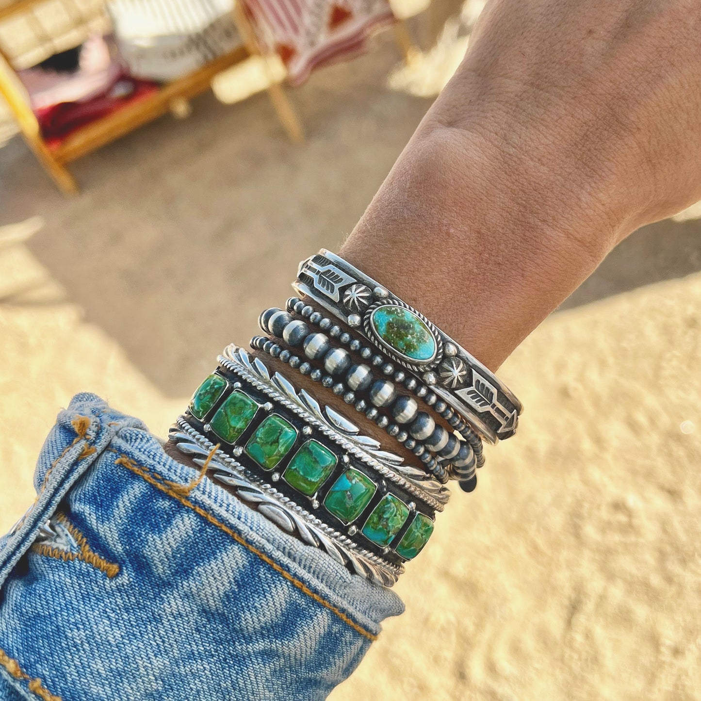 Green Nevada Turquoise Cuff