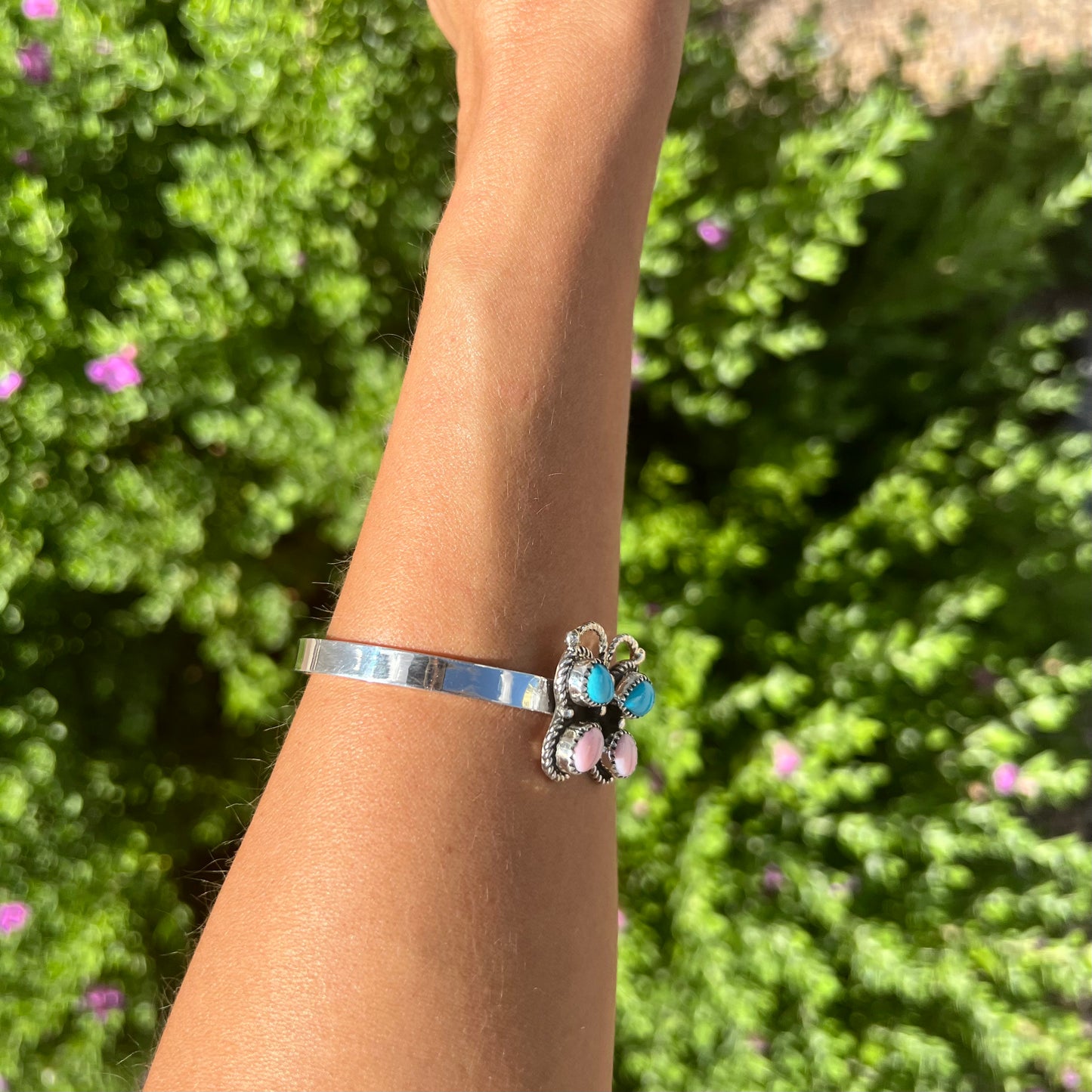 Turquoise + Pink Conch Butterfly Cuff