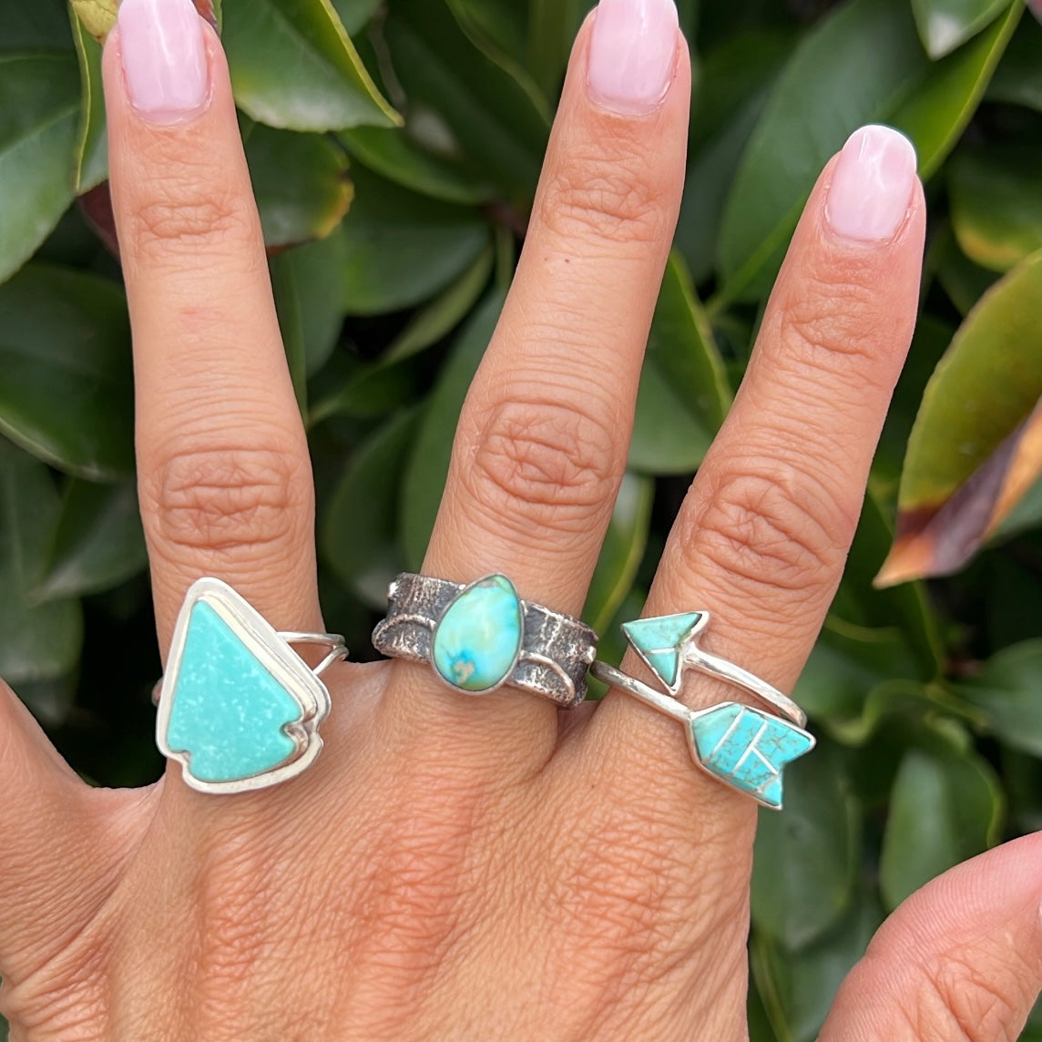 Adjustable Turquoise Inlay Arrow Ring