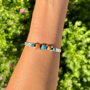 Kingman Turquoise + Orange Spiny Cuff