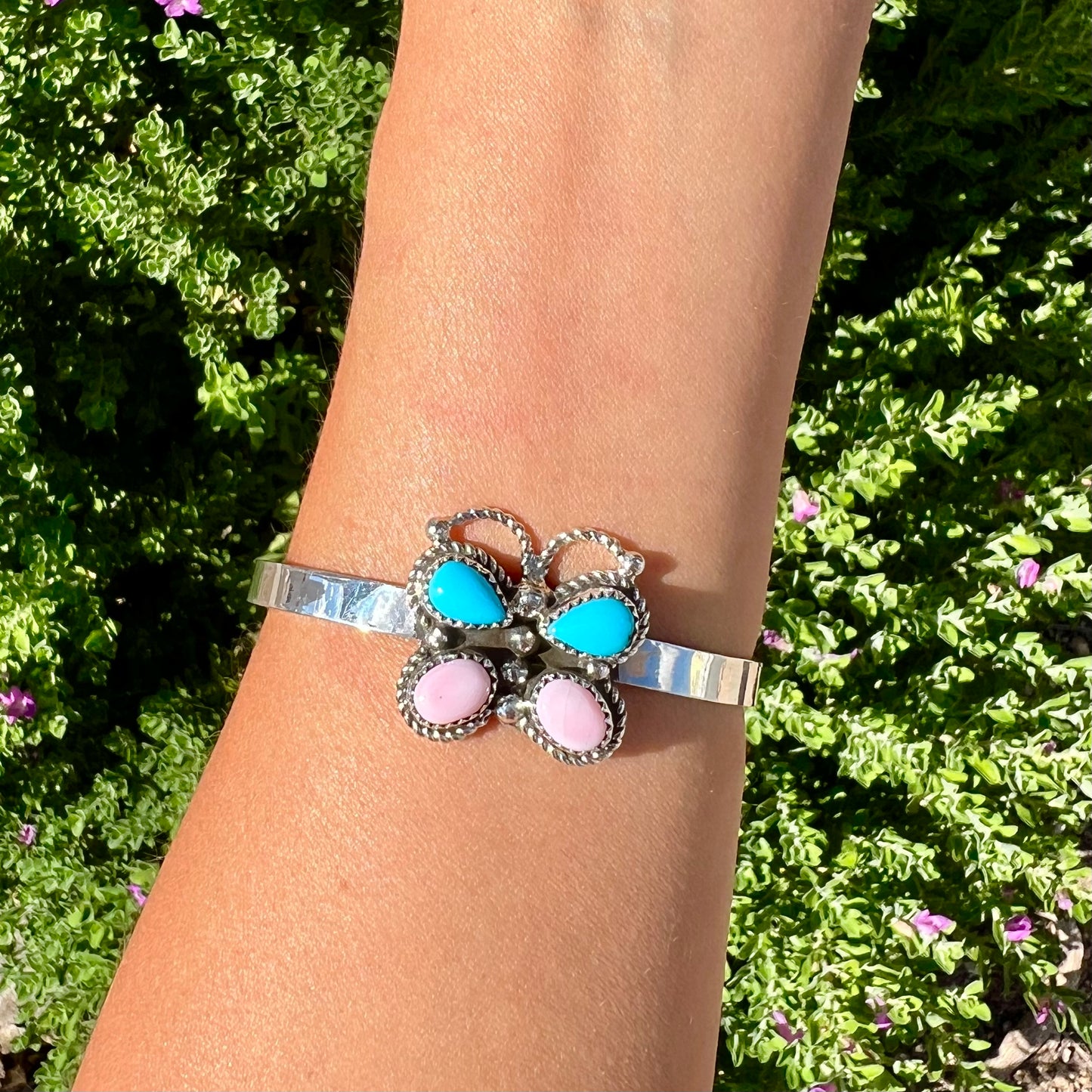 Turquoise + Pink Conch Butterfly Cuff