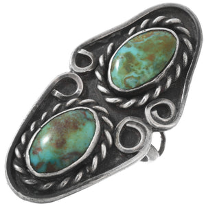 Vintage Double Stone Turquoise Ring-size 8.5