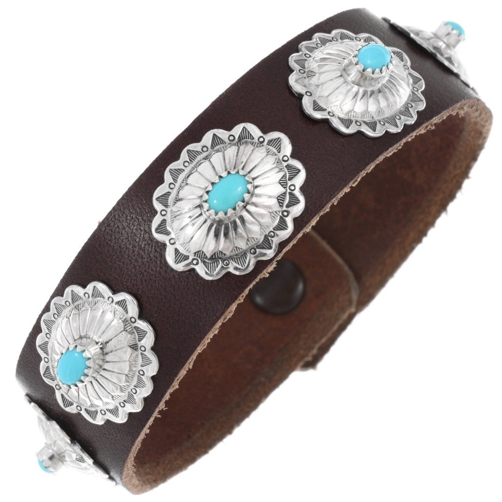 Leather Turquoise Concho Bracelet