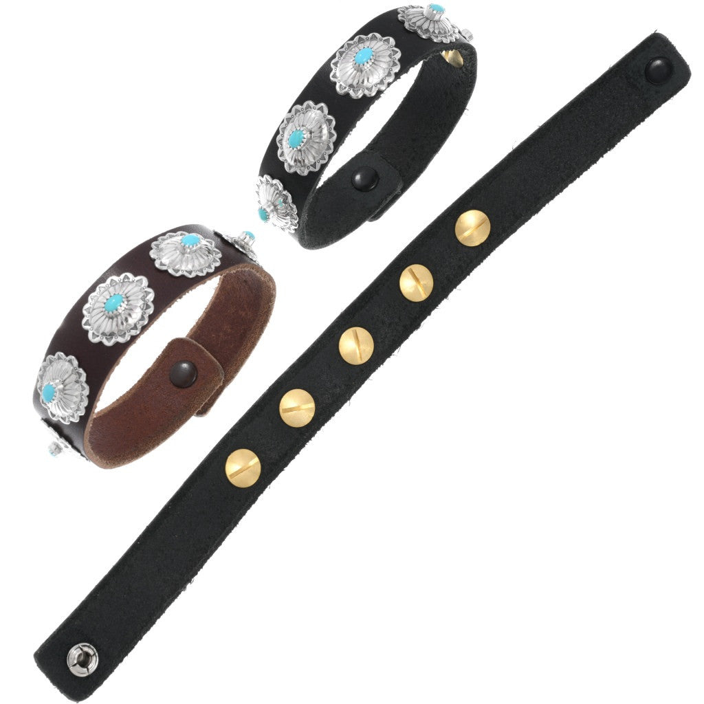 Leather Turquoise Concho Bracelet