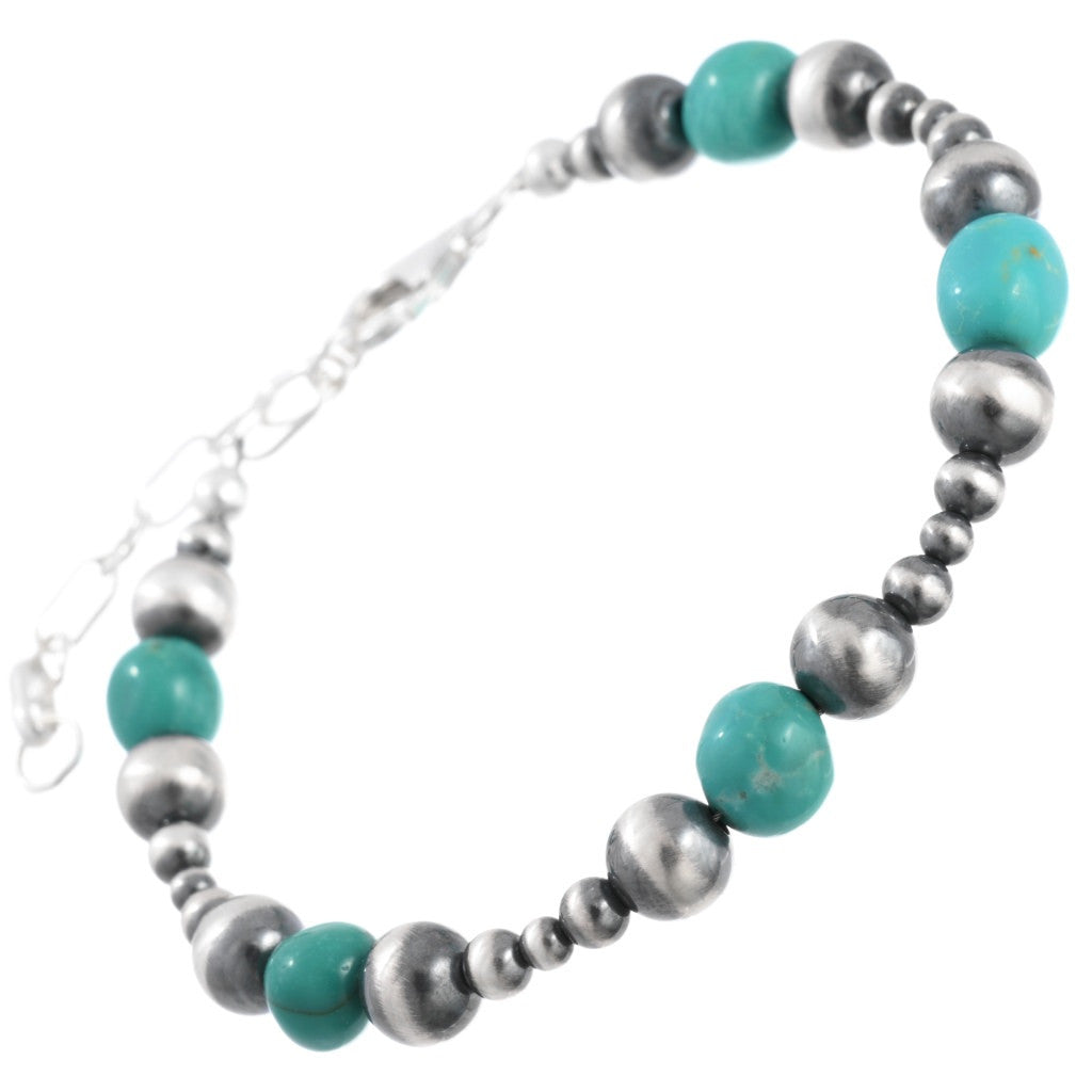 Sterling & Turquoise Beaded Bracelet