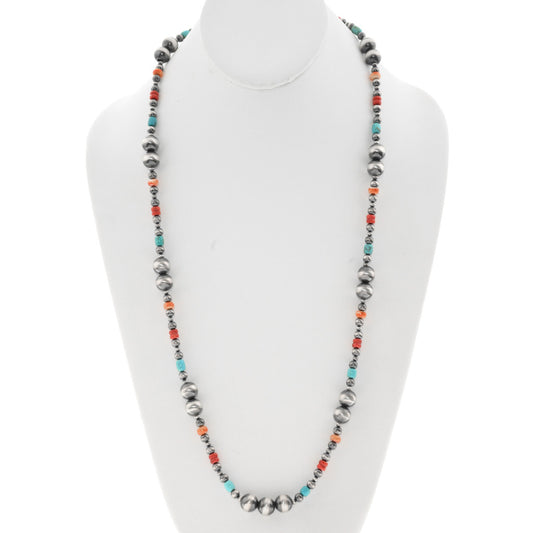 Multi-Stone Navajo Pearl Necklace 29”