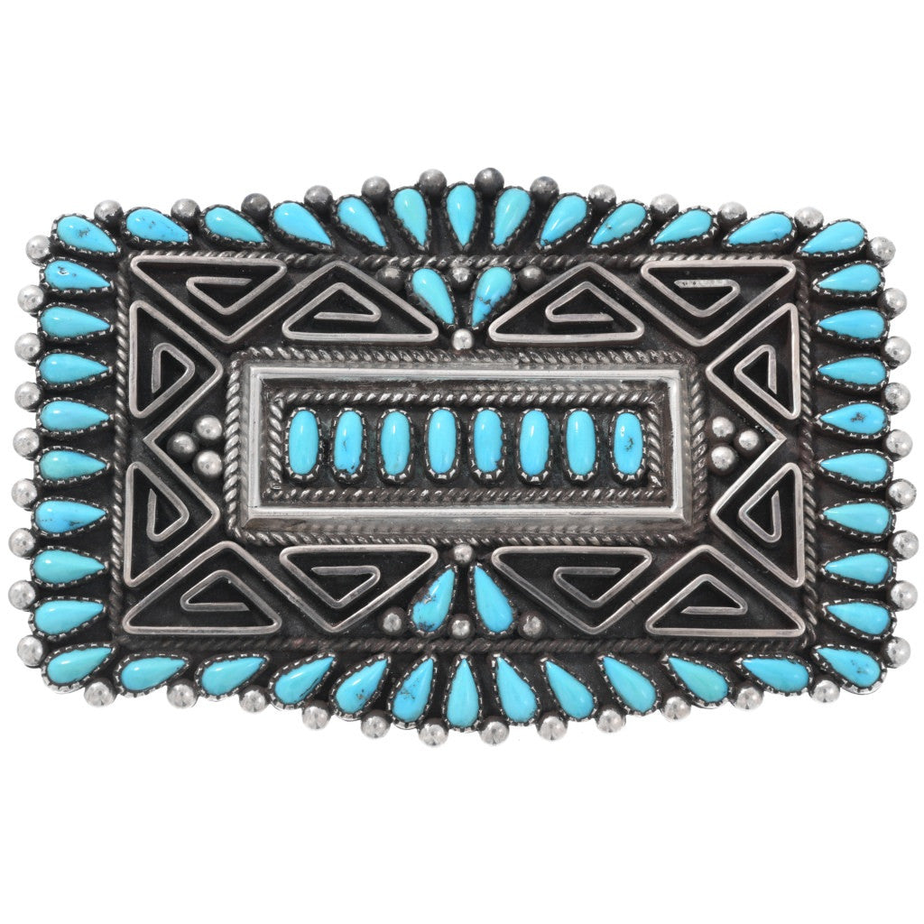 Vintage Zuni Needlepoint Turquoise Belt Buckle