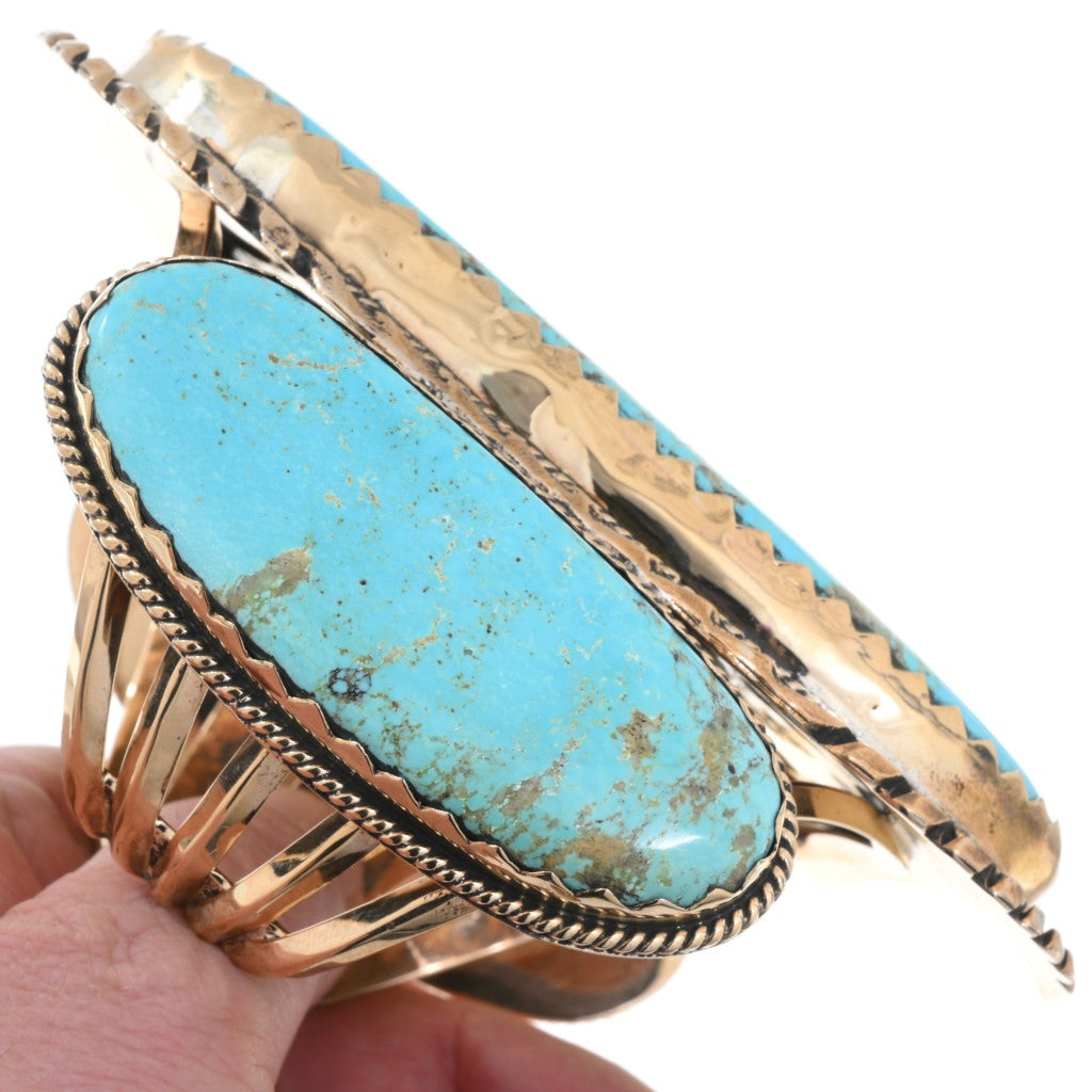 HUGE Vintage Turquoise Mountain Gold Cuff