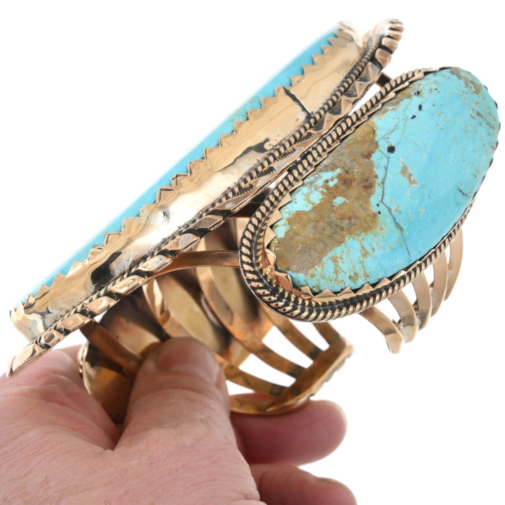 HUGE Vintage Turquoise Mountain Gold Cuff