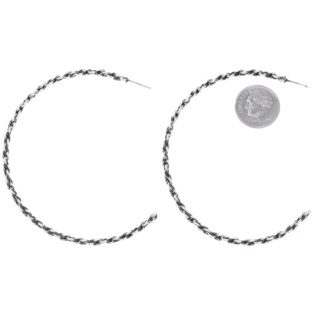 Sterling Chain Link Navajo Hoop Earrings