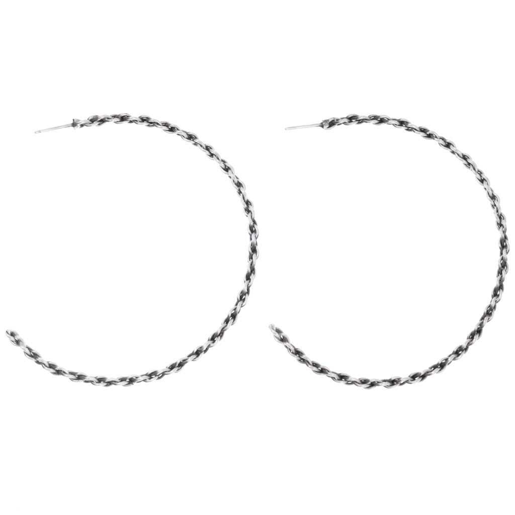 Sterling Chain Link Navajo Hoop Earrings