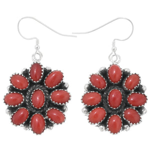 Red Coral Navajo Cluster Earrings