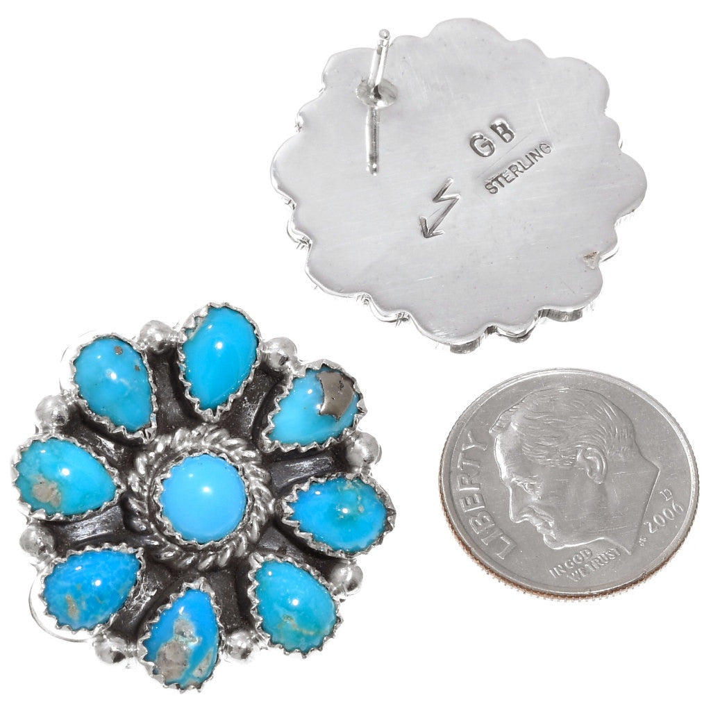 Navajo Floral Turquoise Cluster Earrings