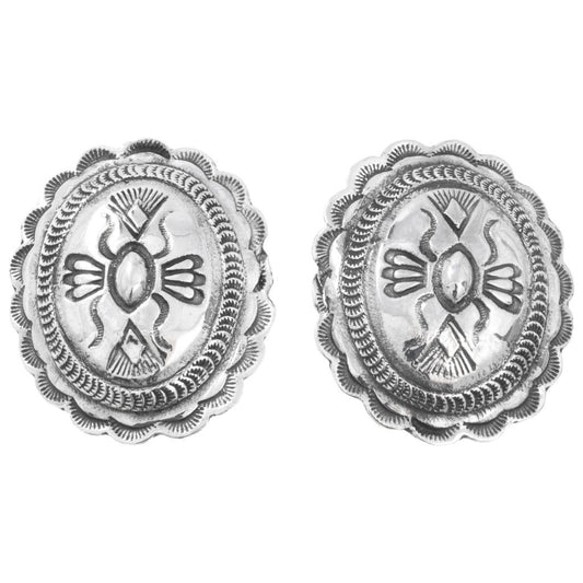 Dainty Stamped Sterling Concho Earrings