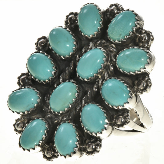 Old Pawn Style Turquoise Cluster Ring