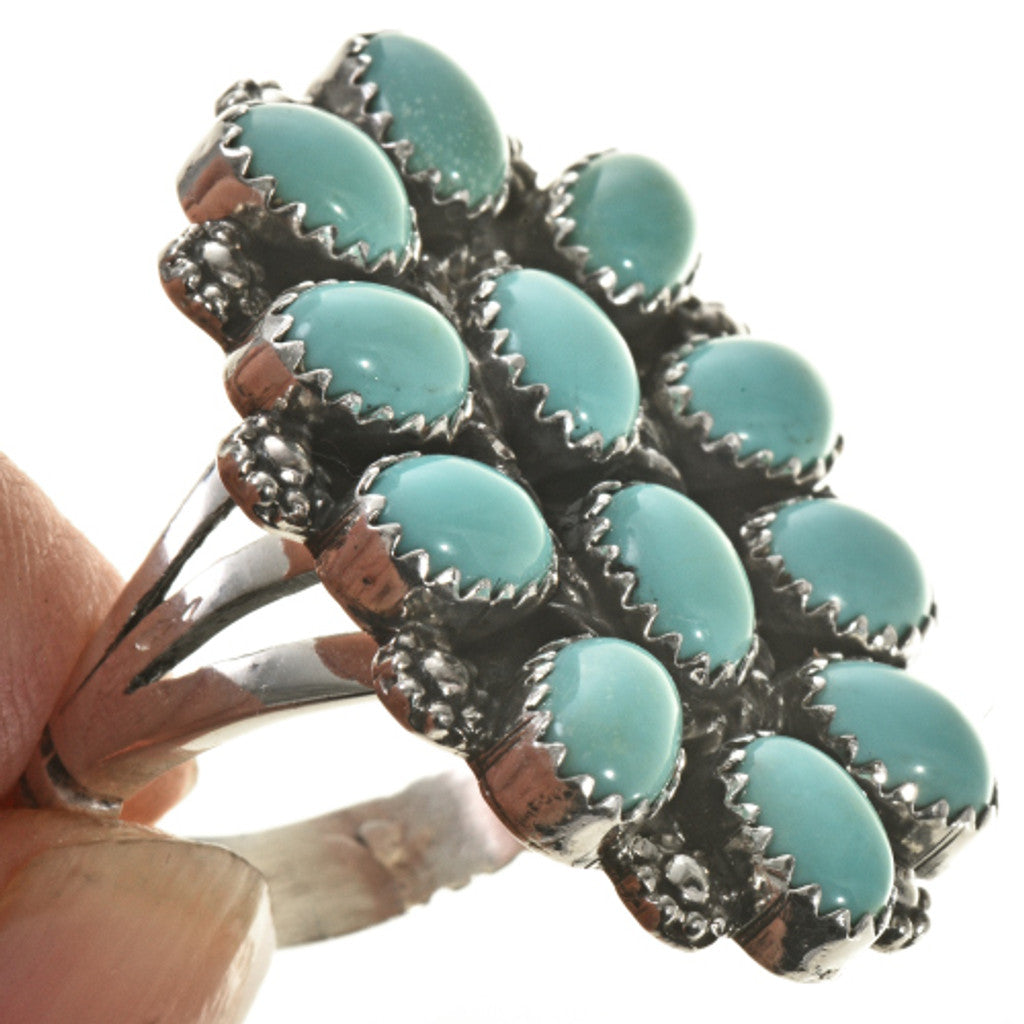 Old Pawn Style Turquoise Cluster Ring