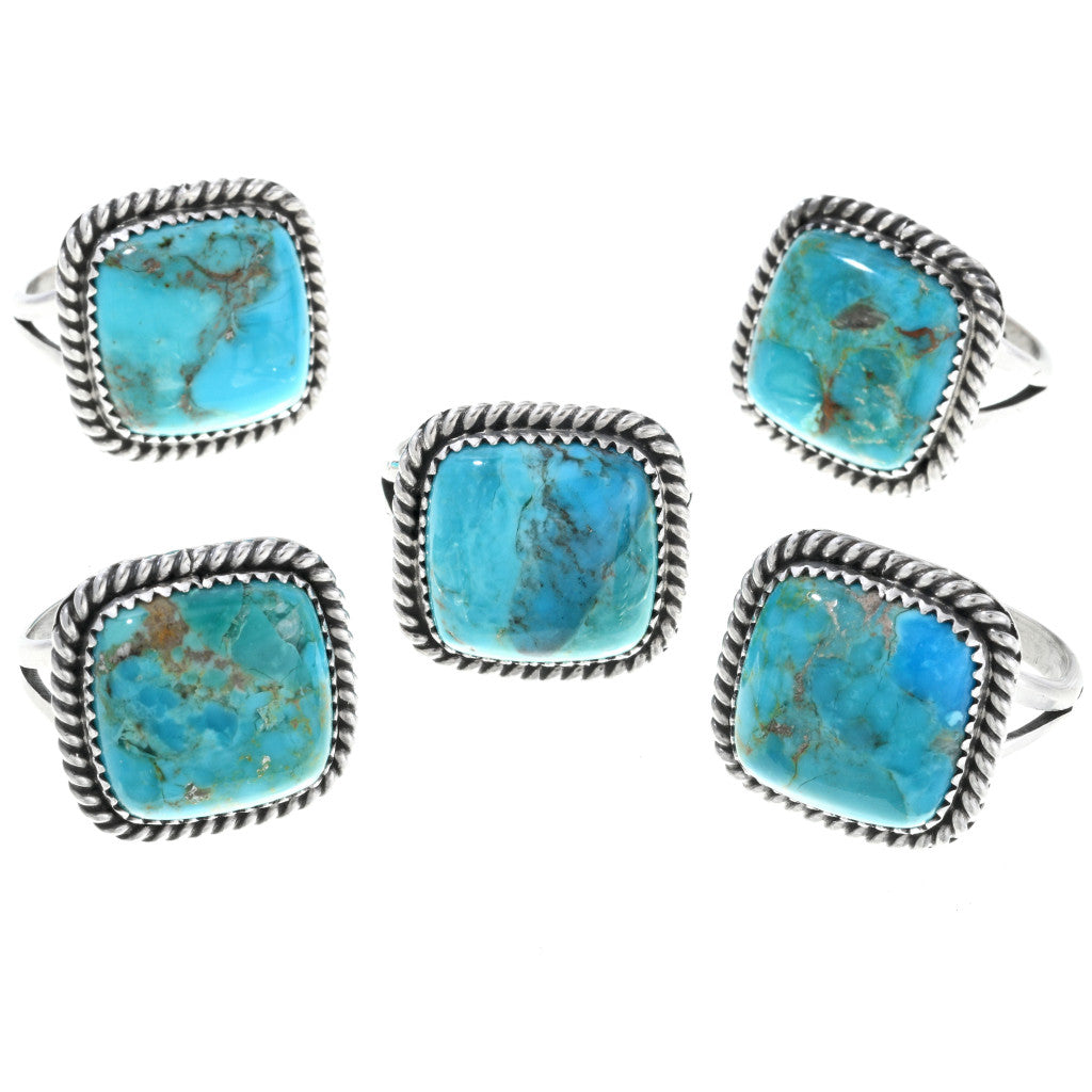 Traditional Navajo Square Turquoise Ring