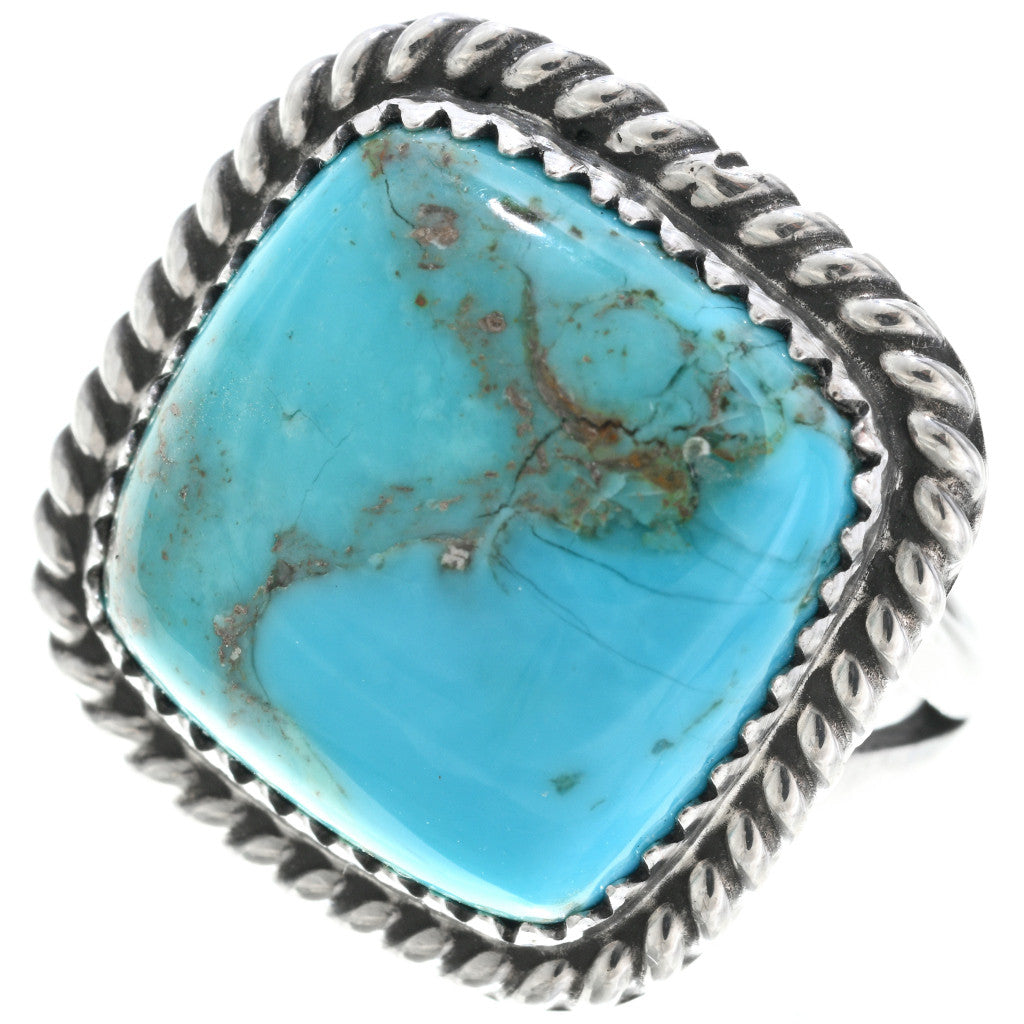 Traditional Navajo Square Turquoise Ring