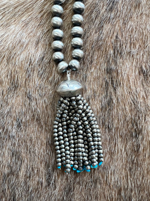 Handmade Navajo Pearls and Tassel Pendant