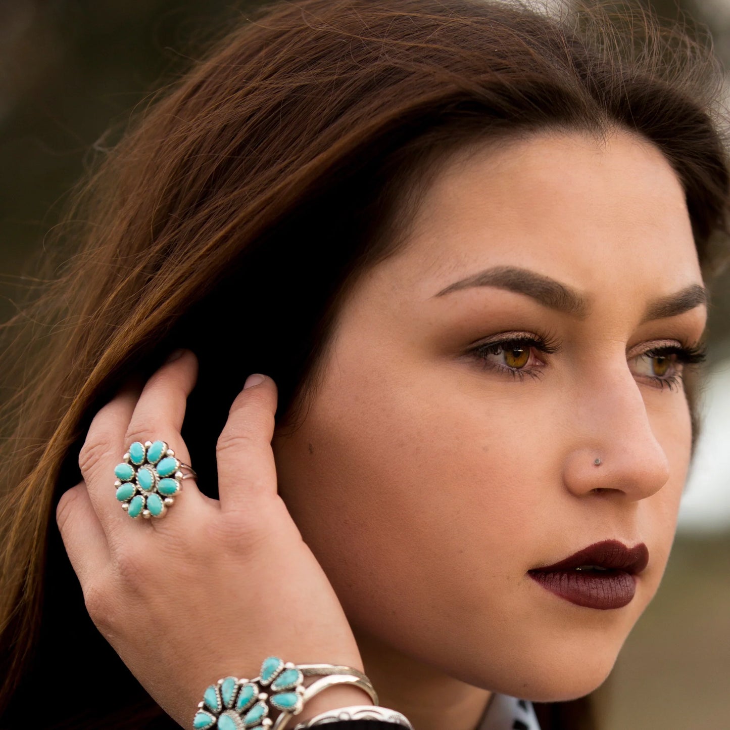 Floral Navajo Cluster Ring