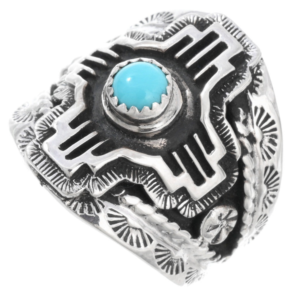 Sleeping Beauty Turquoise and Sterling Zia Ring