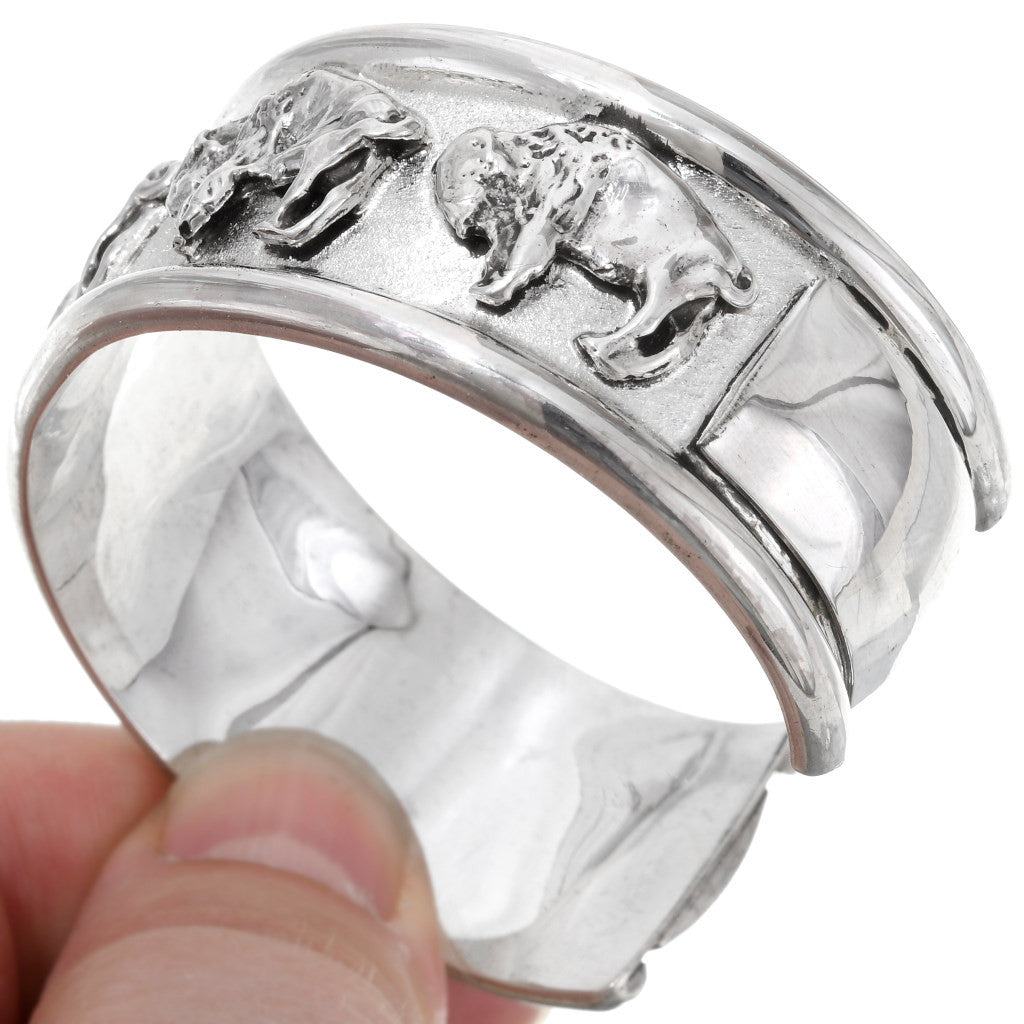 Sterling Silver 3D Buffalo Cuff