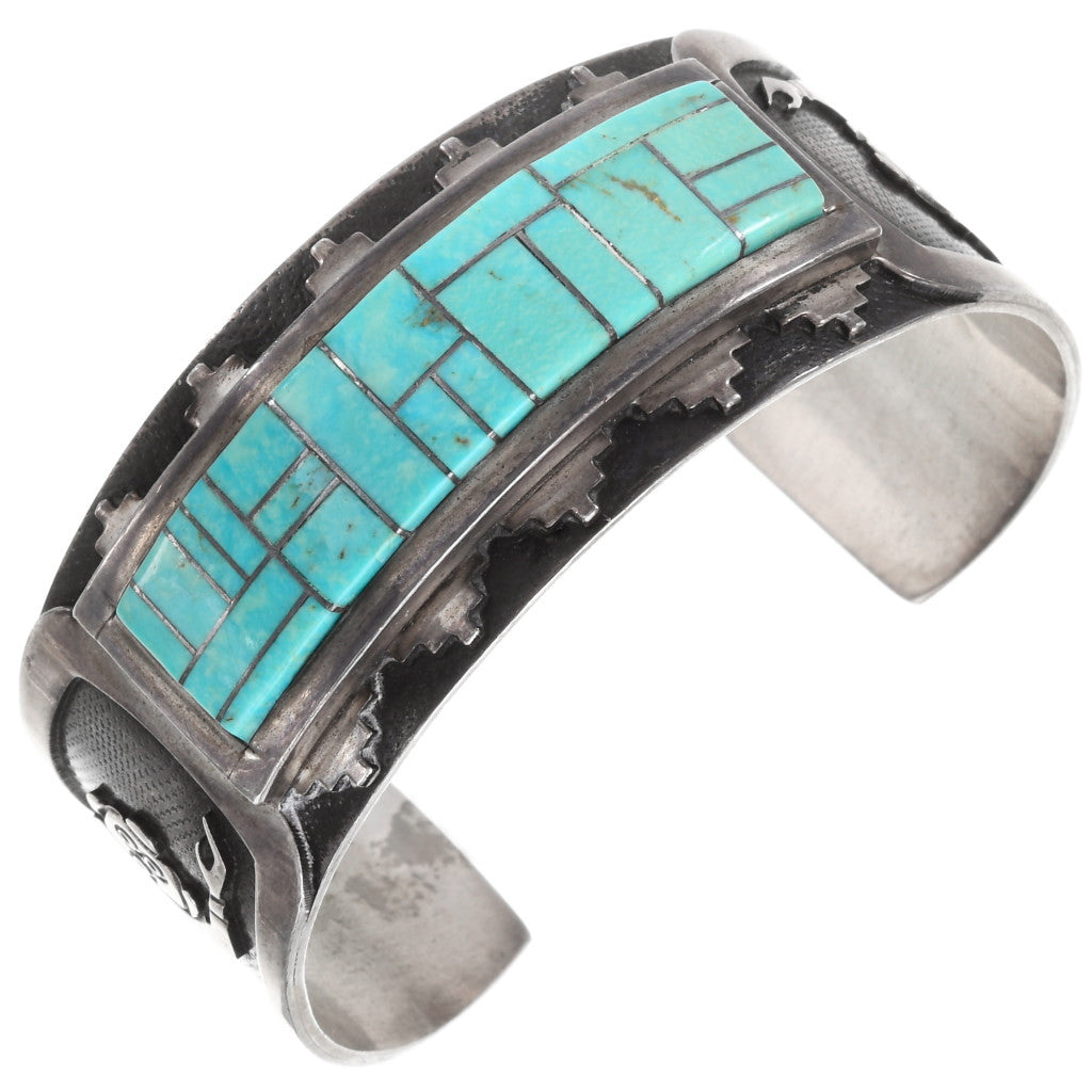 Vintage Turquoise Inlay Kachina Cuff