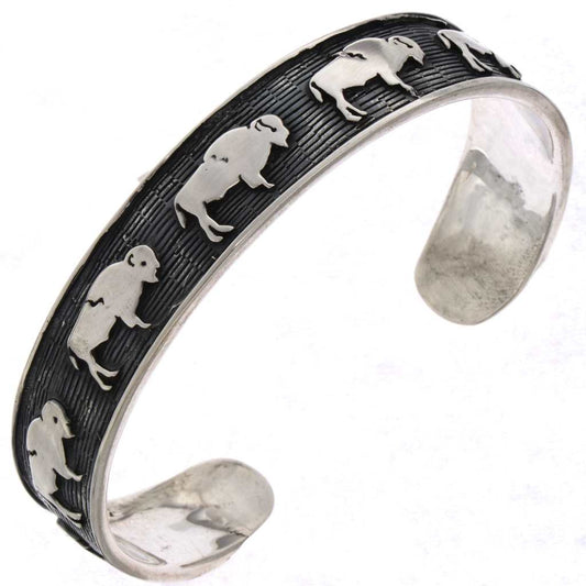 Sterling Silver 3D Buffalo Cuff Oxidized