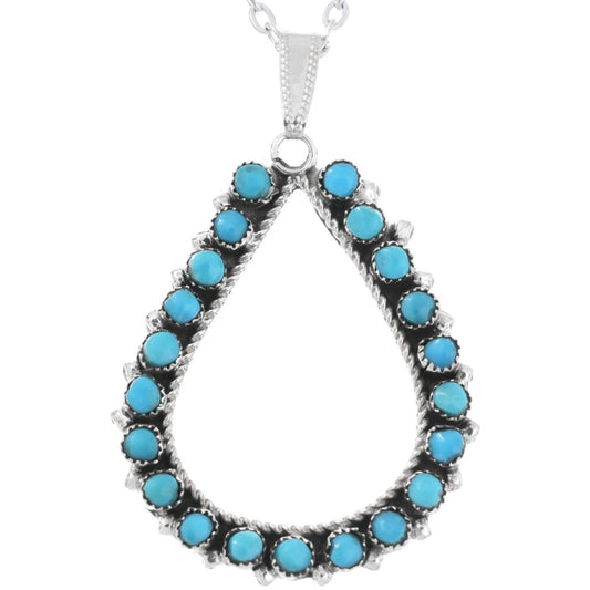 Zuni Teadrop Turquoise Snakeye Pendant