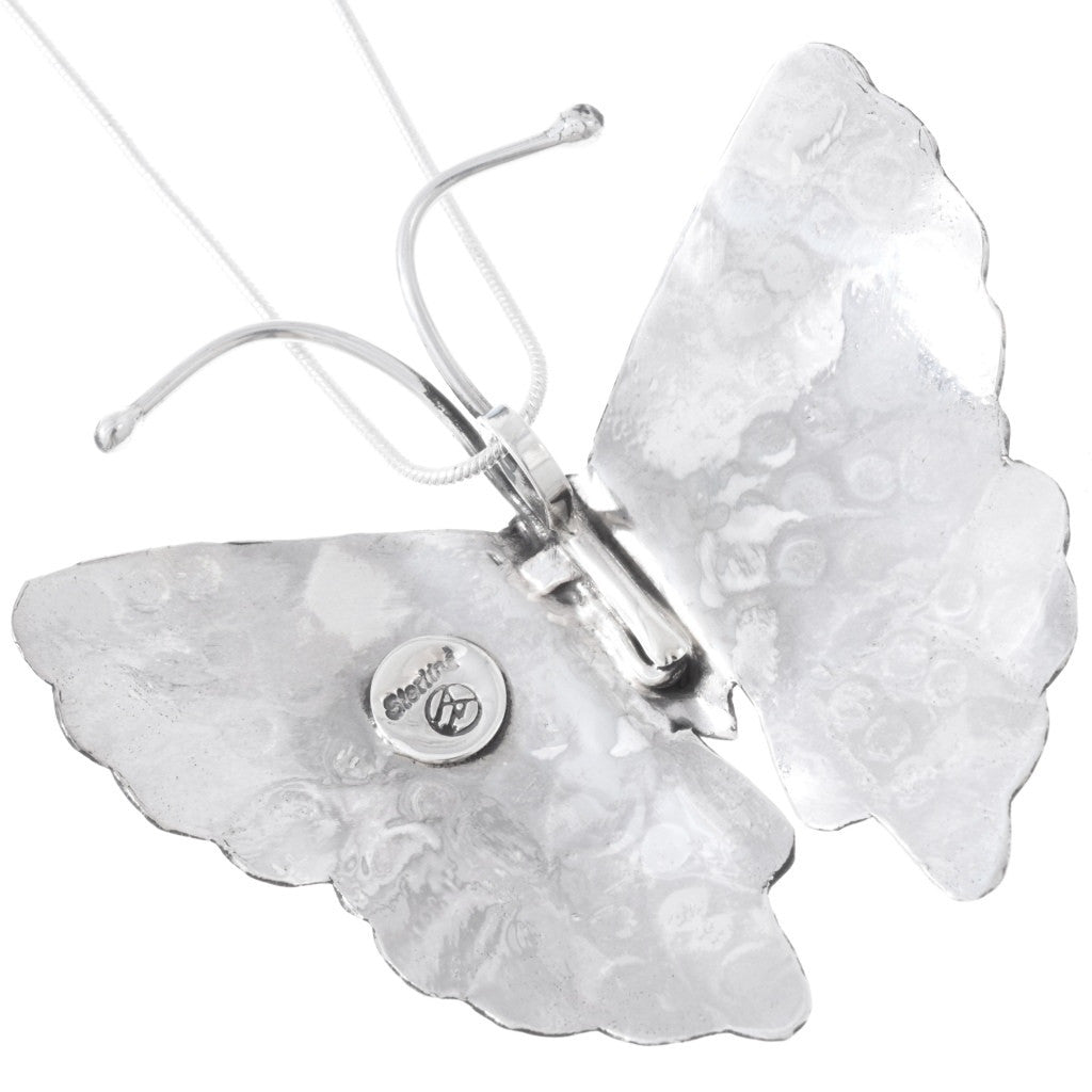 Black Star and Sterling Silver Butterfly Pendant