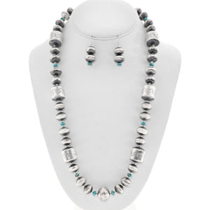 Handmade Stamped Navajo Pearl & Turquoise Necklace