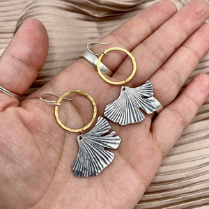 Handmade Ginkgo Hoop Earrings