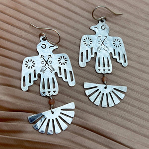 Handmade Thunderbird Earrings-Silver