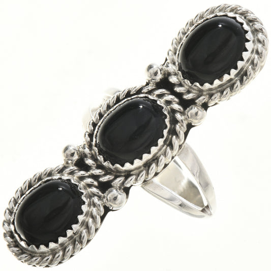 Onyx 3 Stone Navajo Ring