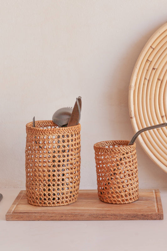 Rattan Utensil Holder Set of 2