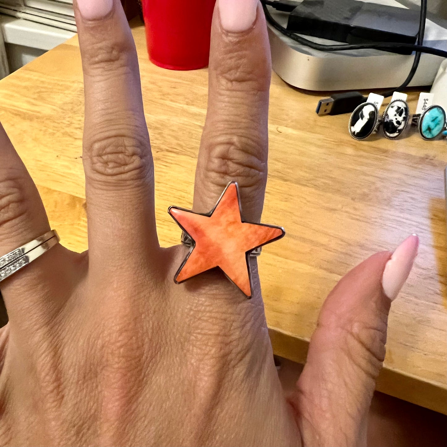 Orange Spiny Star Ring