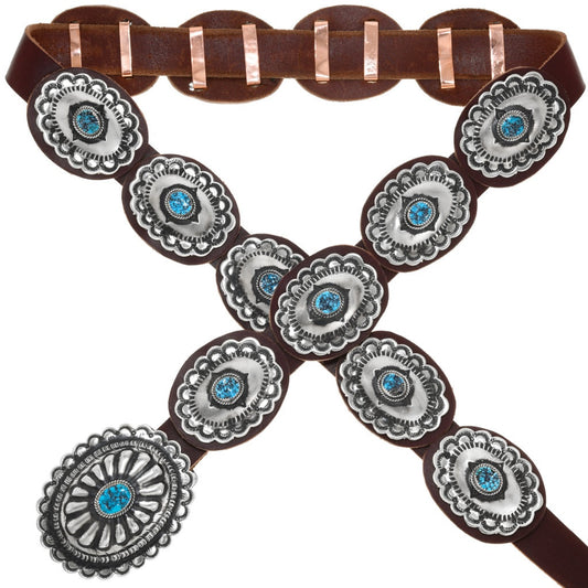 Navajo Kingman Turquoise Concho Belt