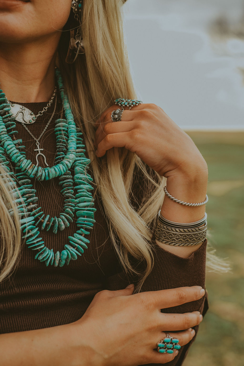 Double Strand Turquoise Heishi Necklace