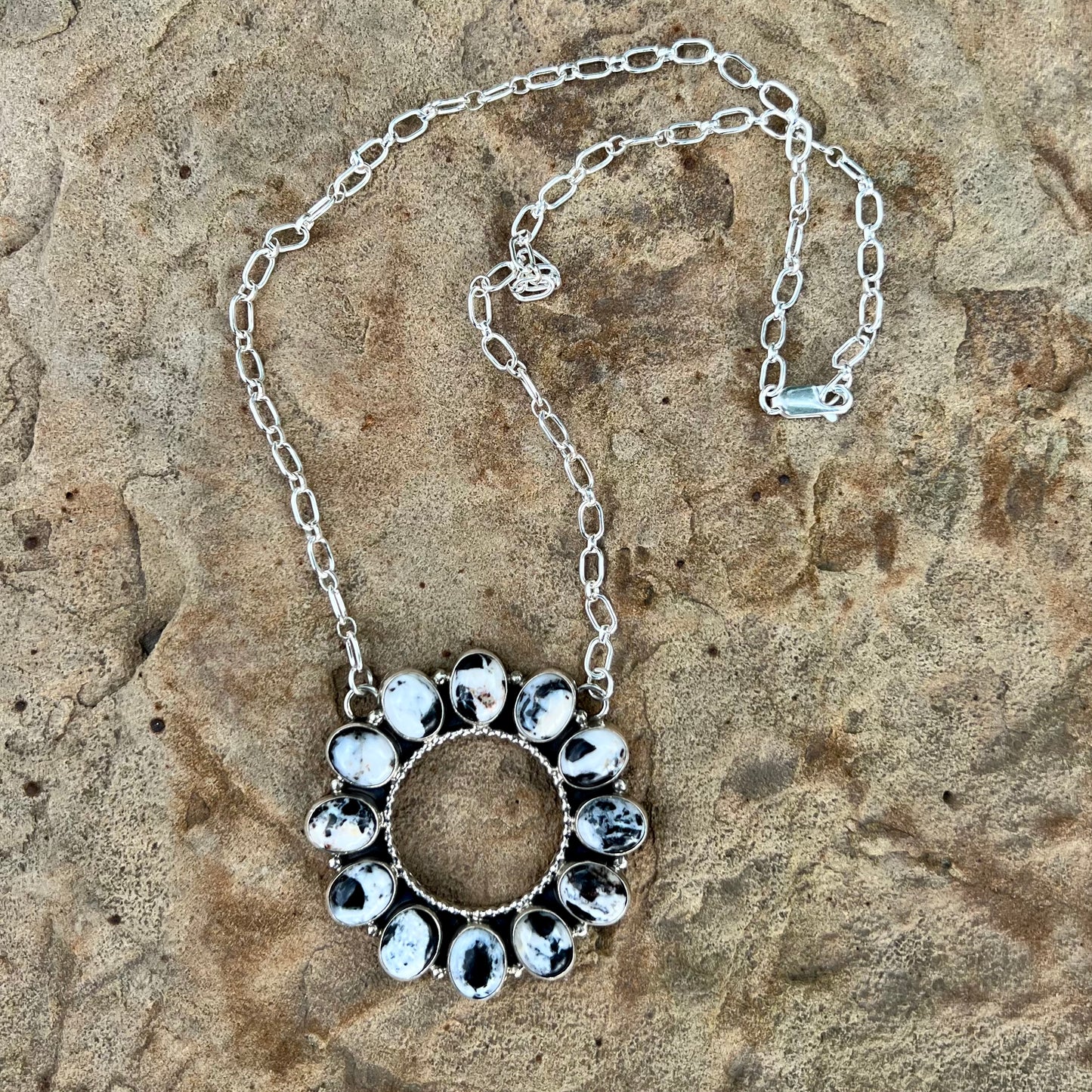 White Buff Circle Necklace