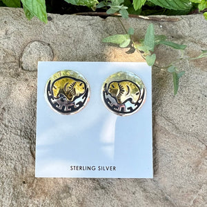 Sterling + Gold Overlay Style Concho Earrings