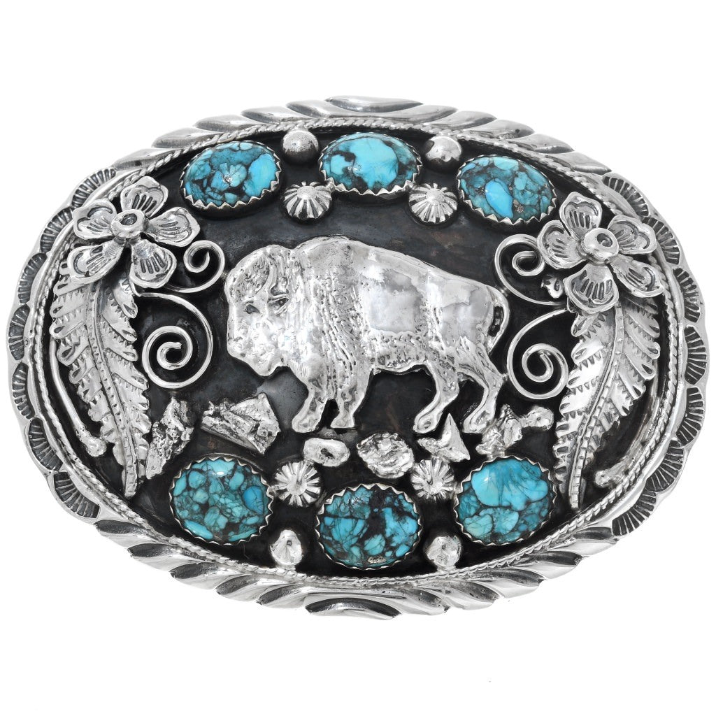 Navajo Turquoise Buffalo Belt Buckle