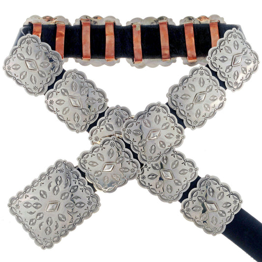 Navajo Sterling Silver Scalloped Concho Belt