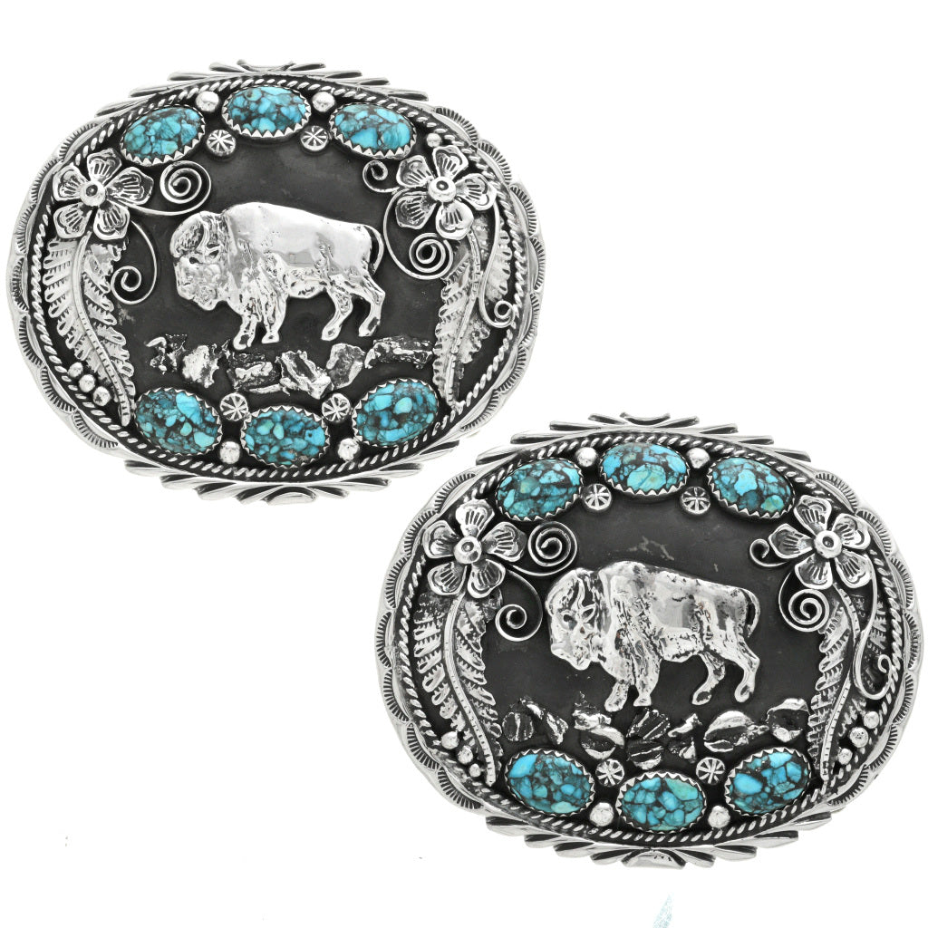 Navajo Turquoise Buffalo Belt Buckle